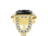Yellow gold Fancy Black Radiant Cut Cut Diamond Halo Engagement Ring with Open Split Pavé Band_5
