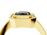 Yellow gold Fancy Black Radiant Cut-Cut Diamond Halo Engagement Ring with Pave Band and Prong Setting_4