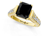 Yellow gold Fancy Black Radiant Cut Cut Diamond Pavé Band Solitaire with Four-Prong Setting_1