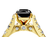 Yellow gold Fancy Black Radiant Cut Cut Diamond Pavé Band Solitaire with Four-Prong Setting_4