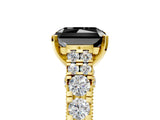 Yellow gold Fancy Black Radiant Cut Cut Diamond Pavé Band Solitaire with Four-Prong Setting_5