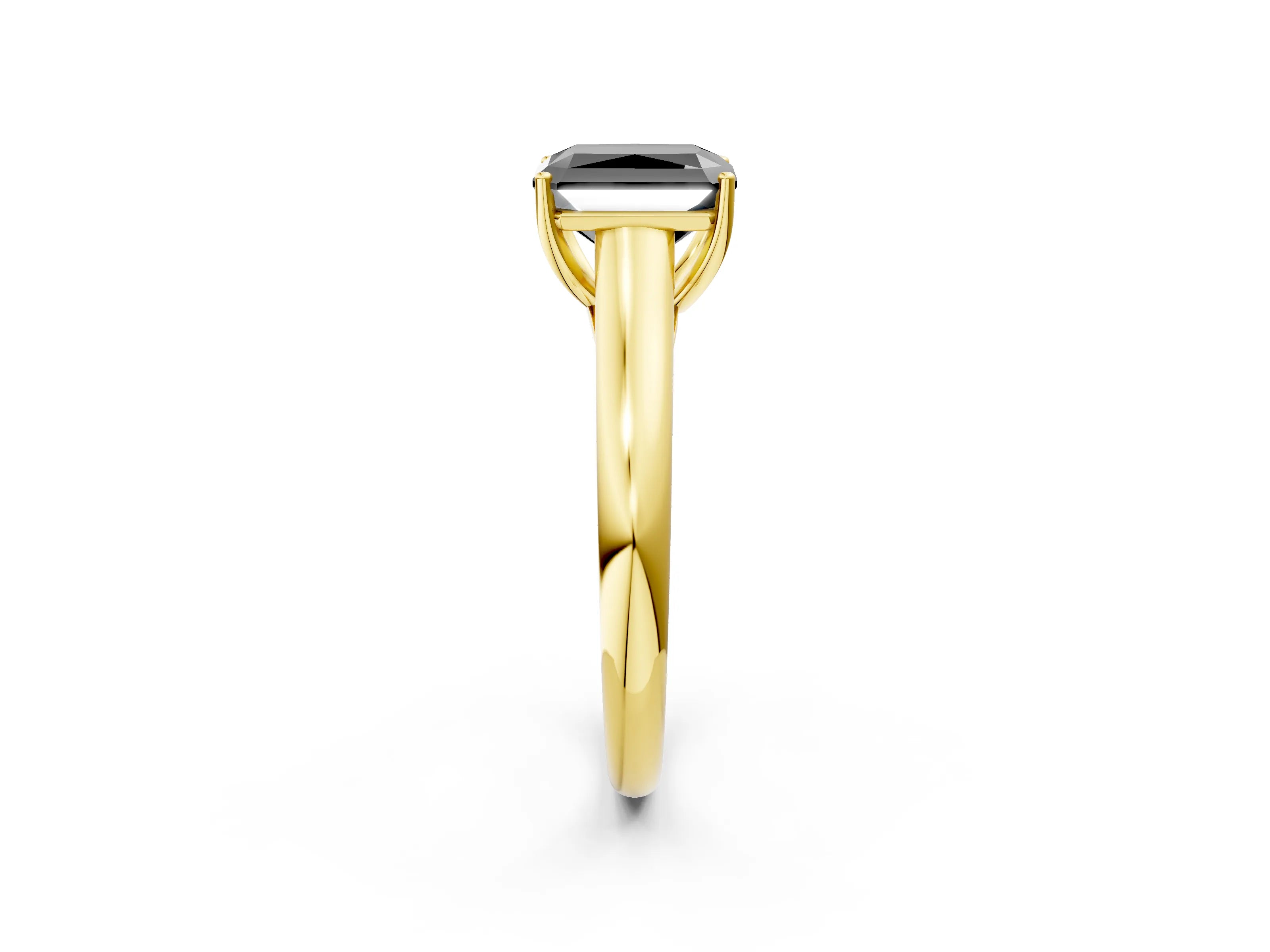 Yellow gold Fancy Black Radiant Cut Cut Diamond Solitaire Engagement Ring with Tapered Plain Band and Four-Prong Setting_2
