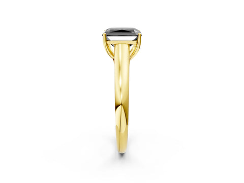Yellow gold Fancy Black Radiant Cut Cut Diamond Solitaire Engagement Ring with Tapered Plain Band and Four-Prong Setting_2