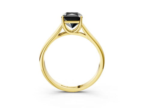 Yellow gold Fancy Black Radiant Cut Cut Diamond Solitaire Engagement Ring with Tapered Plain Band and Four-Prong Setting_3