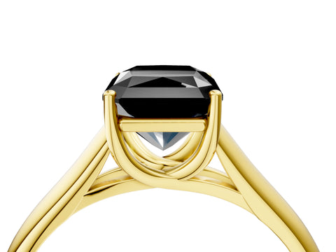 Yellow gold Fancy Black Radiant Cut Cut Diamond Solitaire Engagement Ring with Tapered Plain Band and Four-Prong Setting_4