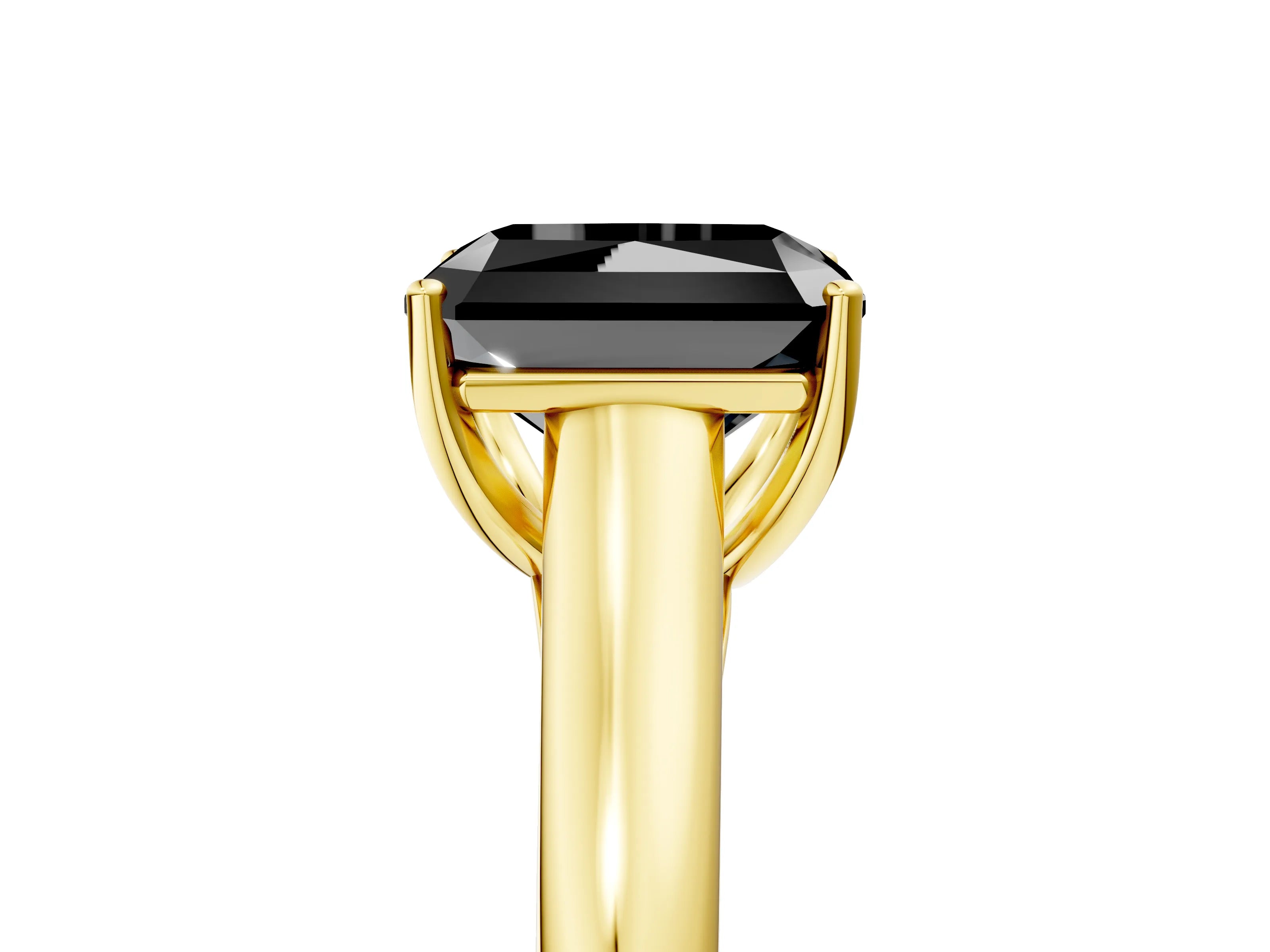Yellow gold Fancy Black Radiant Cut Cut Diamond Solitaire Engagement Ring with Tapered Plain Band and Four-Prong Setting_5