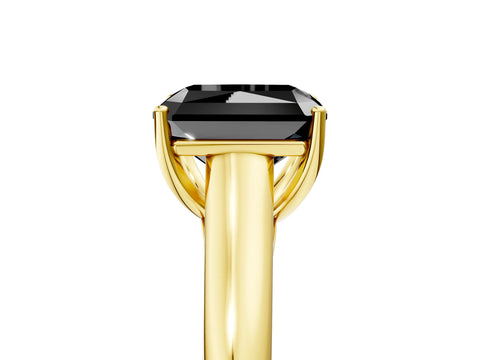 Yellow gold Fancy Black Radiant Cut Cut Diamond Solitaire Engagement Ring with Tapered Plain Band and Four-Prong Setting_5