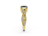 Yellow gold Fancy Black Radiant Cut Cut Diamond Twisted Band with Milgrain Pave Setting and Four-Prong Setting_2