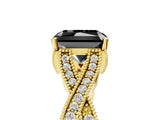 Yellow gold Fancy Black Radiant Cut Cut Diamond Twisted Band with Milgrain Pave Setting and Four-Prong Setting_5