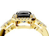 Yellow gold Fancy Black Radiant Cut Cut Halo Diamond Infinity Band with Four-Prong Setting_4