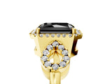 Yellow gold Fancy Black Radiant Cut Cut Halo Diamond Infinity Band with Four-Prong Setting_5