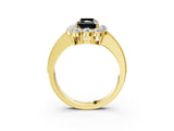 Yellow gold Fancy Black Radiant Cut Cut Halo Diamond Pavé Engagement Ring with Milgrain Detailing_3