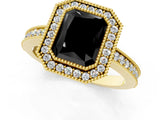 Yellow gold Fancy Black Radiant Cut Cut Halo Pavé Diamond Ring_1