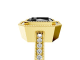 Yellow gold Fancy Black Radiant Cut Cut Halo Pavé Diamond Ring_5