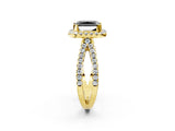 Yellow gold Fancy Black Radiant Cut Cut Halo Split Shank Pave Set Ring_2