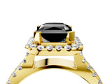 Yellow gold Fancy Black Radiant Cut Cut Halo Split Shank Pave Set Ring_4