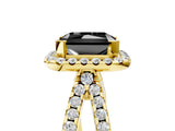 Yellow gold Fancy Black Radiant Cut Cut Halo Split Shank Pave Set Ring_5