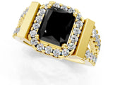 Yellow gold Fancy Black Radiant Cut Cut Halo Split Shank Prong Set Ring_1