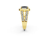 Yellow gold Fancy Black Radiant Cut Cut Halo Split Shank Prong Set Ring_2