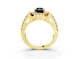 Yellow gold Fancy Black Radiant Cut Cut Halo Split Shank Prong Set Ring_3