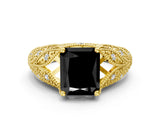 Yellow gold Fancy Black Radiant Cut Cut Milgrain Pave Diamond Engagement Ring with Four-Prong Setting_27