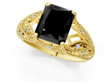 Yellow gold Fancy Black Radiant Cut Cut Milgrain Pave Diamond Engagement Ring with Four-Prong Setting_28