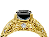 Yellow gold Fancy Black Radiant Cut Cut Milgrain Pave Diamond Engagement Ring with Four-Prong Setting_31