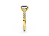 Yellow gold Fancy Black Radiant Cut Cut Pavé Band Solitaire Ring with Four-Prong Setting_2