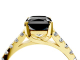 Yellow gold Fancy Black Radiant Cut Cut Pavé Band Solitaire Ring with Four-Prong Setting_4