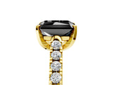 Yellow gold Fancy Black Radiant Cut Cut Pavé Band Solitaire Ring with Four-Prong Setting_5