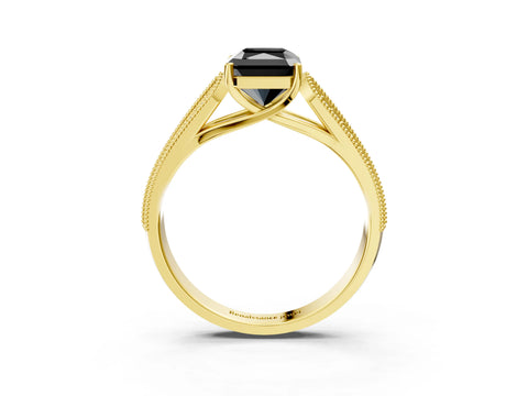Yellow gold Fancy Black Radiant Cut Cut Pave Split Shank Engagement Ring with Four-Prong Setting_3