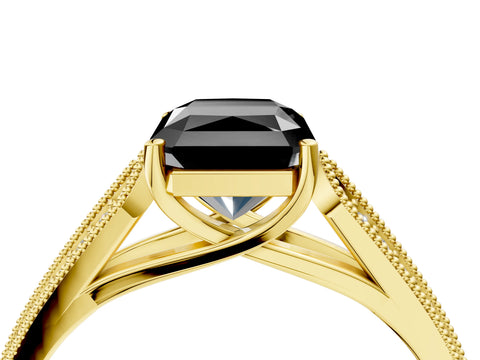 Yellow gold Fancy Black Radiant Cut Cut Pave Split Shank Engagement Ring with Four-Prong Setting_4