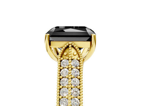 Yellow gold Fancy Black Radiant Cut Cut Pave Split Shank Engagement Ring with Four-Prong Setting_5