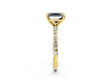 Yellow gold Fancy Black Radiant Cut Diamond Brilliant Solitaire Ring with Pavé Band and Four-Prong Setting_14