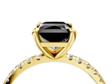 Yellow gold Fancy Black Radiant Cut Diamond Brilliant Solitaire Ring with Pavé Band and Four-Prong Setting_16