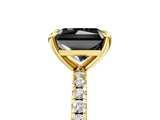 Yellow gold Fancy Black Radiant Cut Diamond Brilliant Solitaire Ring with Pavé Band and Four-Prong Setting_17
