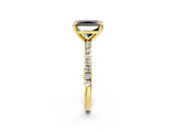 Yellow gold Fancy Black Radiant Cut Diamond Brilliant Solitaire Ring with Pavé Band and Four-Prong Setting_2