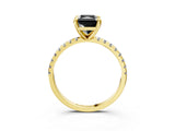 Yellow gold Fancy Black Radiant Cut Diamond Brilliant Solitaire Ring with Pavé Band and Four-Prong Setting_3