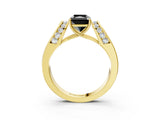 Yellow gold Fancy Black Radiant Cut Diamond Channel Set Solitaire Ring with Four-Prong Setting_15