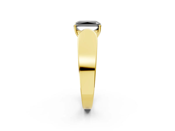 Yellow Gold Radiant Cut Channel Set Engagement Ring Setting for Black Center with Wide Band