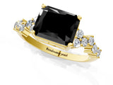 Yellow gold Fancy Black Radiant Cut Diamond Cluster Pavé Band with Four-Prong Setting_4