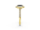 Yellow gold Fancy Black Radiant Cut Diamond Cushion Halo Ring with Pavé Band_2