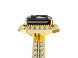 Yellow gold Fancy Black Radiant Cut Diamond Double Halo Ring with Split Shank and Four-Prong Setting_5