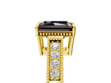 Yellow gold Fancy Black Radiant Cut Diamond Engagement Ring with Milgrain Channel Set Band and Prong Setting_5