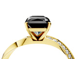 Yellow gold Fancy Black Radiant Cut Diamond Engagement Ring with Side Stone Accents and Four-Prong Setting_16