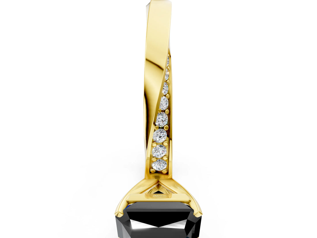 Yellow gold Fancy Black Radiant Cut Diamond Engagement Ring with Side Stone Accents and Four-Prong Setting_84