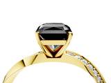 Yellow gold Fancy Black Radiant Cut Diamond Engagement Ring with Side Stone Accents and Four-Prong Setting_88