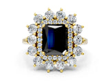 Yellow gold Fancy Black Radiant Cut Diamond Floral Double Halo Engagement Ring with Prong Setting_24