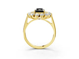 Yellow gold Fancy Black Radiant Cut Diamond Floral Double Halo Engagement Ring with Prong Setting_27