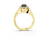Yellow gold Fancy Black Radiant Cut Diamond Floral Halo Ring with Pavé Band and Prong Setting_6